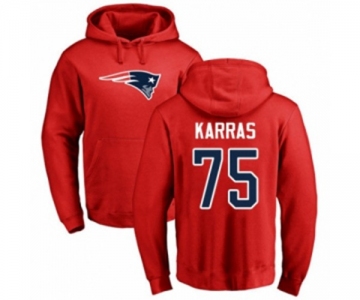 Football New England Patriots #75 Ted Karras Red Name & Number Logo Pullover Hoodie