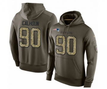 Football New England Patriots #90 Shilique Calhoun Green Salute To Service Men's Pullover Hoodie