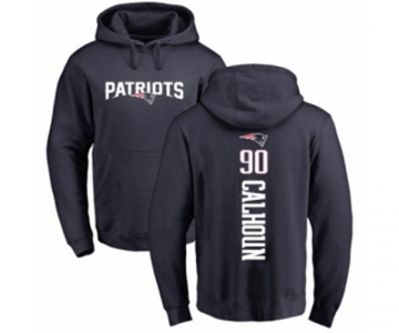 Football New England Patriots #90 Shilique Calhoun Navy Blue Backer Pullover Hoodie
