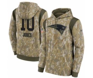 Men's New England Patriots #10 Mac Jones Camo 2021 Salute To Service Therma Performance Pullover Hoodie