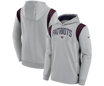 Men's New England Patriots Gray Sideline Stack Performance Pullover Hoodie
