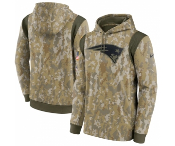 Men's New England Patriots Nike Camo 2021 Salute To Service Therma Performance Pullover Hoodie