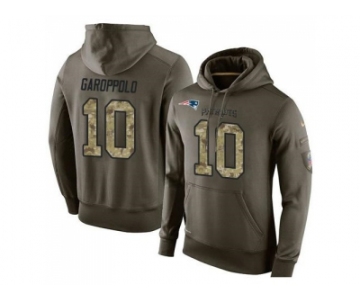 NFL Men's Nike New England Patriots #10 Jimmy Garoppolo Stitched Green Olive Salute To Service KO Performance Hoodie