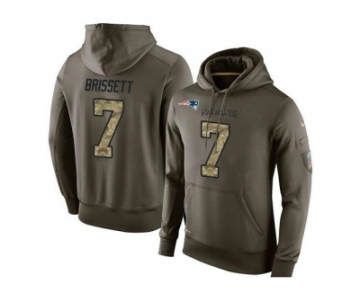NFL Men's Nike New England Patriots #7 Jacoby Brissett Stitched Green Olive Salute To Service KO Performance Hoodie