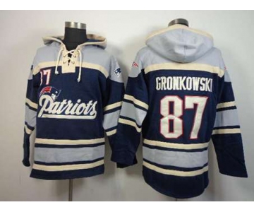 nike nfl jerseys new england patriots #87 gronkowski blue-grey[pullover hooded sweatshirt]