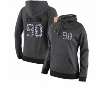Football Women's New England Patriots #90 Shilique Calhoun Stitched Black Anthracite Salute to Service Player Performance Hoodie