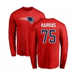 Football New England Patriots #75 Ted Karras Red Name & Number Logo Long Sleeve T-Shirt