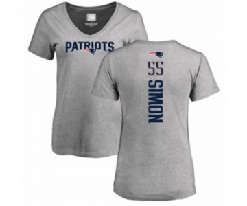 Football Women's New England Patriots #55 John Simon Ash Backer V-Neck T-Shirt