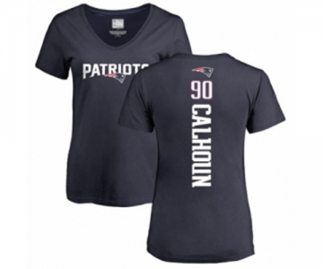 Football Women's New England Patriots #90 Shilique Calhoun Navy Blue Backer T-Shirt