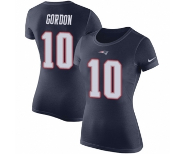 NFL Women's Nike New England Patriots #10 Josh Gordon Navy Blue Rush Pride Name & Number T-Shirt