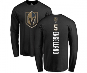NHL Adidas Vegas Golden Knights #5 Deryk Engelland Black Backer Long Sleeve T-Shirt
