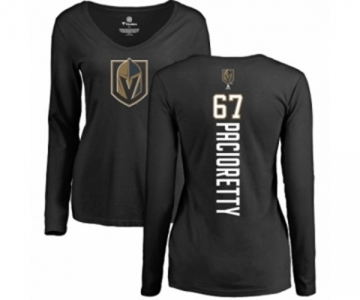 NHL Women Adidas Vegas Golden Knights #67 Max Pacioretty Black Backer Slim Fit Long Sleeve T-Shirt