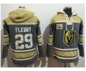 Men Vegas Golden Knights #29 Marc-Andre Fleury Grey Sawyer Hooded NHL Sweatshirt