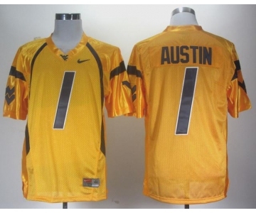NCAA NEW West Virginia Mountaineers Tavon Austin #1 gold WVU jersey