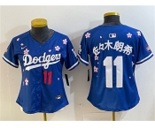 Women's Los Angeles Dodgers #11 佐々木朗希 Royal 2025 Tokyo Series Limited Stitched Baseball Jersey