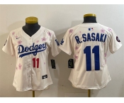 Women's Los Angeles Dodgers #11 Roki Sasaki Cream 2025 Tokyo Series Limited Stitched Baseball Jersey