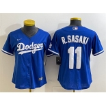Women's Los Angeles Dodgers #11 Roki Sasaki Royal Cool Base Stitched Baseball Jersey