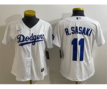 Women's Los Angeles Dodgers #11 Roki Sasaki White Cool Base Stitched Baseball Jersey