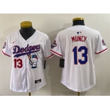 Women's Los Angeles Dodgers #13 Max Muncy White Hello Kitty Night 2025 World Series Champions Patch Stitched Baseball Jersey Women's Los Angeles Dodgers #13 Max Muncy White Hello Kitty Night 2025 World Series Champions Patch Stitched Baseball Jersey
