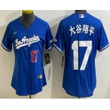Women's Los Angeles Dodgers #17 大谷翔平 Blue Japanese Alternate Stadium Jersey Women's Los Angeles Dodgers #17 大谷翔平 Blue Japanese Alternate Stadium Jersey
