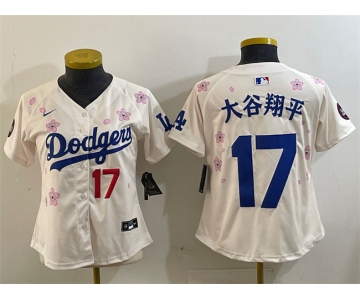 Women's Los Angeles Dodgers #17 大谷翔平 Cream 2025 Tokyo Series Limited Stitched Baseball Jersey