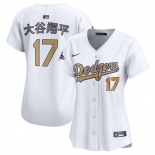 Women's Los Angeles Dodgers #17 大谷翔平 White 2025 Gold Collection Limited Stitched Baseball Jersey