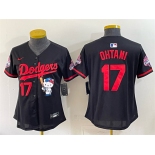Women's Los Angeles Dodgers #17 Shohei Ohtani Black Hello Kitty Night 2025 World Series Champions Patch Stitched Baseball Jersey Women's Los Angeles Dodgers #17 Shohei Ohtani Black Hello Kitty Night 2025 World Series Champions Patch Stitched Baseball Jersey