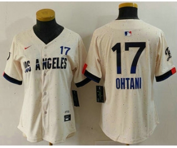 Women's Los Angeles Dodgers #17 Shohei Ohtani Cream 2024 City Connect Limited Jersey