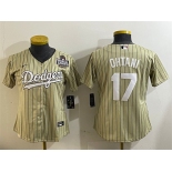 Women's Los Angeles Dodgers #17 Shohei Ohtani Cream 2024 World Series Cool Base Stitched Baseball Jersey