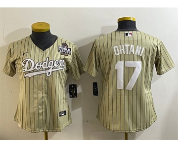 Women's Los Angeles Dodgers #17 Shohei Ohtani Cream 2024 World Series Cool Base Stitched Baseball Jersey