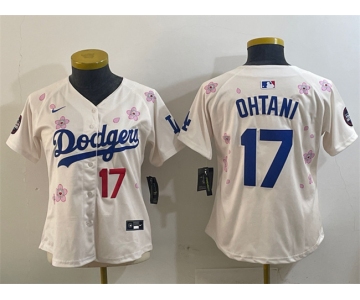 Women's Los Angeles Dodgers #17 Shohei Ohtani Cream 2025 Tokyo Series Limited Stitched Baseball Jersey