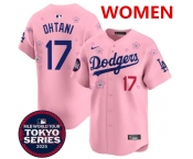 Women's Los Angeles Dodgers #17 Shohei Ohtani Pink 2025 Tokyo Series Limited Stitched Baseball Jersey