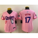 Women's Los Angeles Dodgers #17 Shohei Ohtani Pink Hello Kitty Night 2025 World Series Champions Patch Stitched Baseball Jersey Women's Los Angeles Dodgers #17 Shohei Ohtani Pink Hello Kitty Night 2025 World Series Champions Patch Stitched Baseball Jersey