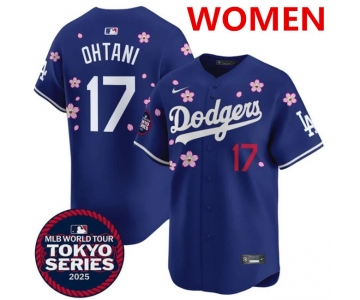 Women's Los Angeles Dodgers #17 Shohei Ohtani Royal 2025 Tokyo Series Limited Stitched Baseball Jersey