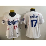 Women's Los Angeles Dodgers #17 Shohei Ohtani White 2025 World Series Champions Patch Tokyo Series Limited Stitched Baseball Jersey Women's Los Angeles Dodgers #17 Shohei Ohtani White 2025 World Series Champions Patch Tokyo Series Limited Stitched Baseball Jersey