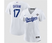 Women's Los Angeles Dodgers #17 Shohei Ohtani White 2025 World Series Home Cool Base Stitched Baseball Jersey Women's Los Angeles Dodgers #17 Shohei Ohtani White 2025 World Series Home Cool Base Stitched Baseball Jersey