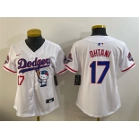 Women's Los Angeles Dodgers #17 Shohei Ohtani White Hello Kitty Night 2025 World Series Champions Patch Stitched Baseball Jersey Women's Los Angeles Dodgers #17 Shohei Ohtani White Hello Kitty Night 2025 World Series Champions Patch Stitched Baseball Jersey