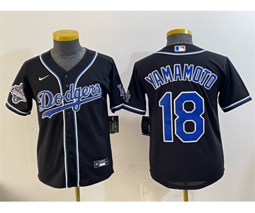 Women's Los Angeles Dodgers #18 Yoshinobu Yamamoto Black Fashion 2025 World Series Champions Cool Base Stitched Baseball Jersey