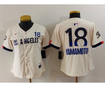 Women's Los Angeles Dodgers #18 Yoshinobu Yamamoto Cream 2024 City Connect Limited Jersey