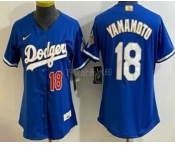 Women's Los Angeles Dodgers #18 Yoshinobu Yamamoto MVP Blue Limited Stitched Jersey Women's Los Angeles Dodgers #18 Yoshinobu Yamamoto MVP Blue Limited Stitched Jersey