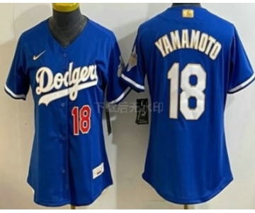 Women's Los Angeles Dodgers #18 Yoshinobu Yamamoto MVP Blue Limited Stitched Jersey