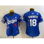 Women's Los Angeles Dodgers #18 Yoshinobu Yamamoto Royal 2025 World Series Champions Patch Tokyo Series Limited Stitched Baseball Jersey Women's Los Angeles Dodgers #18 Yoshinobu Yamamoto Royal 2025 World Series Champions Patch Tokyo Series Limited Stitched Baseball Jersey