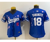 Women's Los Angeles Dodgers #18 Yoshinobu Yamamoto Royal 2025 World Series Champions Patch Tokyo Series Limited Stitched Baseball Jersey Women's Los Angeles Dodgers #18 Yoshinobu Yamamoto Royal 2025 World Series Champions Patch Tokyo Series Limited Stitched Baseball Jersey