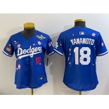 Women's Los Angeles Dodgers #18 Yoshinobu Yamamoto Royal 2025 World Series Patch Tokyo Series Limited Stitched Baseball Jersey Women's Los Angeles Dodgers #18 Yoshinobu Yamamoto Royal 2025 World Series Patch Tokyo Series Limited Stitched Baseball Jersey