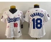 Women's Los Angeles Dodgers #18 Yoshinobu Yamamoto White 2025 Tokyo Series Limited Stitched Baseball Jersey