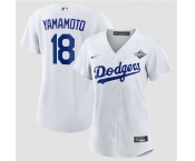 Women's Los Angeles Dodgers #18 Yoshinobu Yamamoto White 2025 World Series Home Cool Base Stitched Baseball Jersey Women's Los Angeles Dodgers #18 Yoshinobu Yamamoto White 2025 World Series Home Cool Base Stitched Baseball Jersey