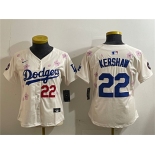 Women's Los Angeles Dodgers #22 Clayton Kershaw Cream 2025 Tokyo Series Limited Stitched Baseball Jersey