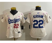 Women's Los Angeles Dodgers #22 Clayton Kershaw Cream 2025 Tokyo Series Limited Stitched Baseball Jersey
