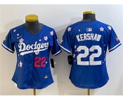 Women's Los Angeles Dodgers #22 Clayton Kershaw Royal 2025 Tokyo Series Limited Stitched Baseball Jersey