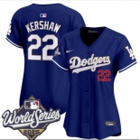 Women's Los Angeles Dodgers #22 Clayton Kershaw Royal 2025 World Series Limited Stitched Baseball Jersey Women's Los Angeles Dodgers #22 Clayton Kershaw Royal 2025 World Series Limited Stitched Baseball Jersey